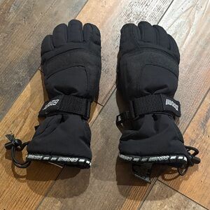 Kids Black Gordon's Waterproof Leather Winter Gloves